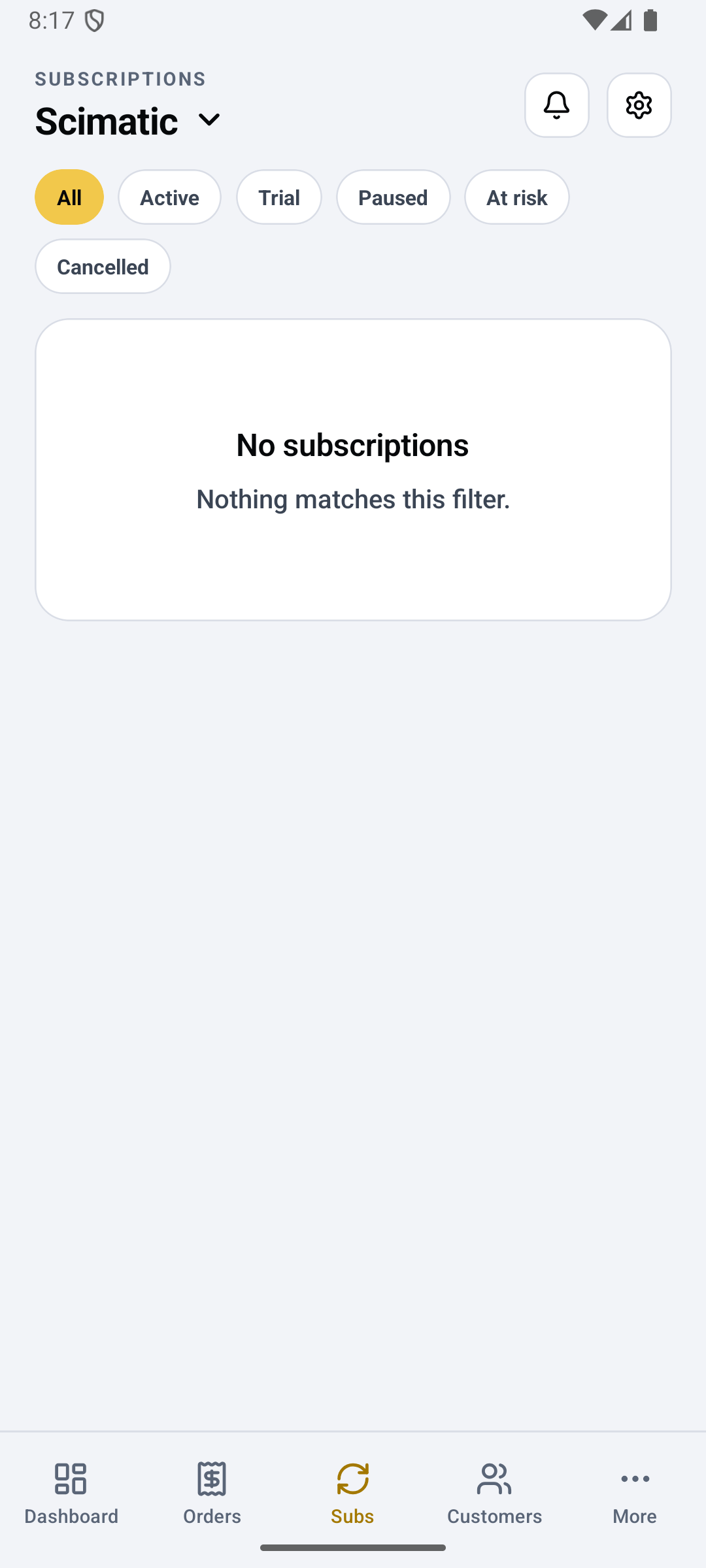 LemonOps subscriptions screen